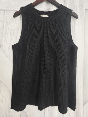 Philosophy Ribbed Knit Sleeveless Sweater Tank Black XL Casual Top